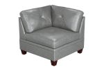 Contemporary Genuine Leather 1pc Corner Wedge Grey Color Tufted Seat Living Room Furniture