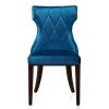 Manhattan Comfort Reine Cobalt Blue and Walnut Velvet Dining Chair (Set of Two)