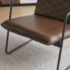 Accent Chair and Ottoman Set, Leisure Armchair with Metal Frame and Lattice Back, Footstool for Living Room, Lounge, Dark Brown Color , Set of 2 , Foo