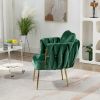 27.4" Wide Modern Velvet Accent Chair Armchair Handmade Weaving Upholstered Reading Chair Single Sofa with Gold Metal Leg and Throw Pillow for Living